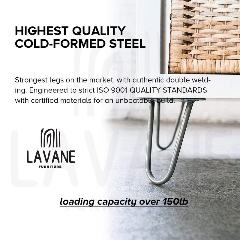 La Vane 6 inch Hairpin Table Legs (4-Pack), 15cm Mid-Century Modern Metal Furniture Legs for Coffee Table, Desk, Cabinet, TV Stand, Bench - with Screws & Floor Protectors - Image 4